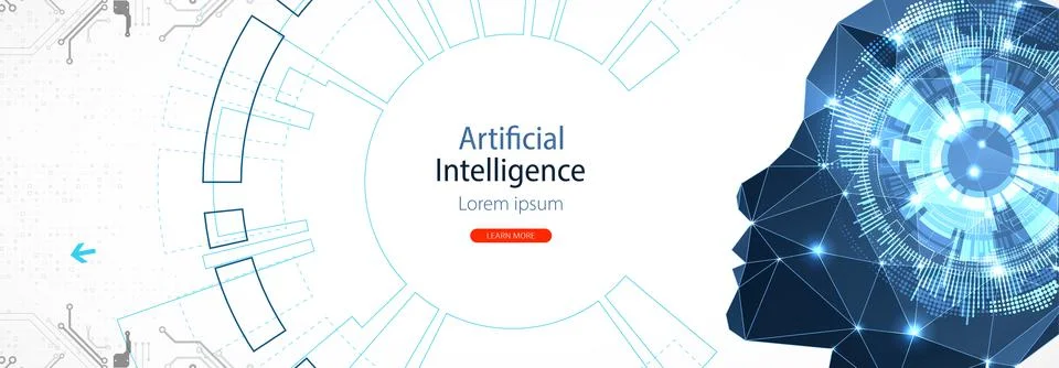 Artificial Intelligence concept.  Creative brain concept background. Vector s Illustrazione stock