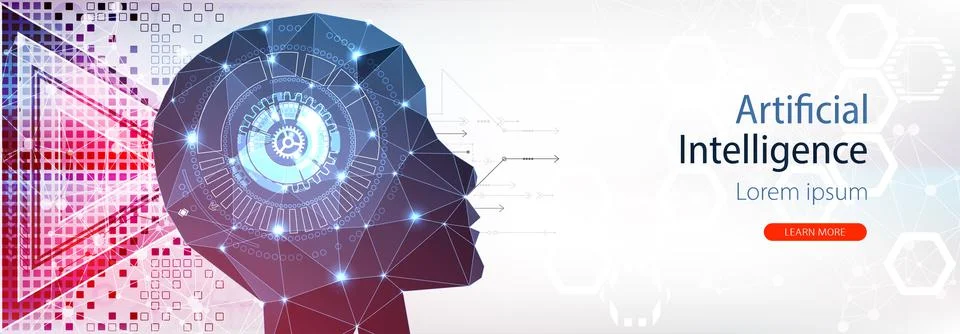 Artificial Intelligence concept.  Creative brain concept background. Vector s Illustrazione stock
