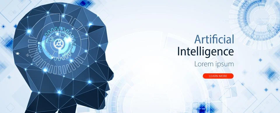 Artificial Intelligence concept.  Creative brain concept background. Vector s Stock Illustration