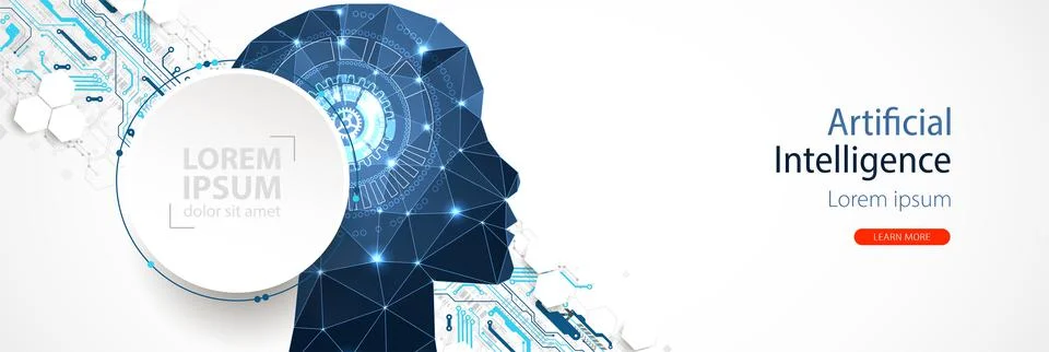 Artificial Intelligence concept.  Creative brain concept background. Vector s 스톡 일러스트
