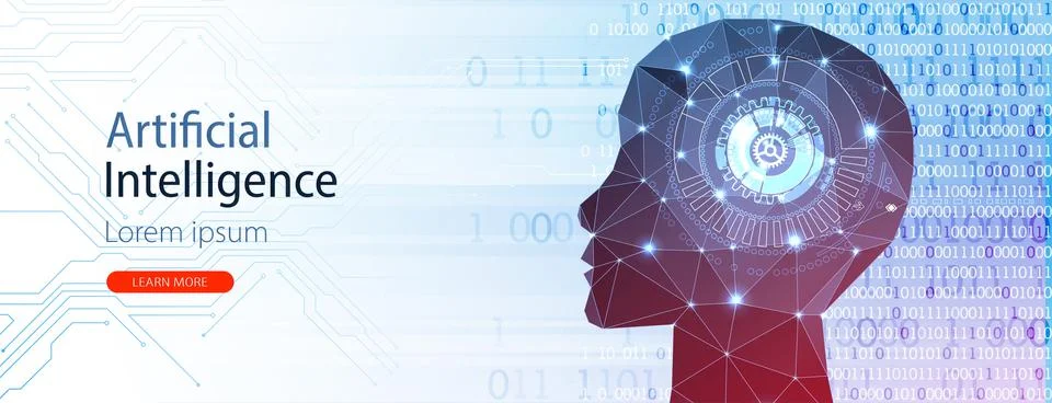 Artificial Intelligence concept.  Creative brain concept background. Vector s Illustrazione stock