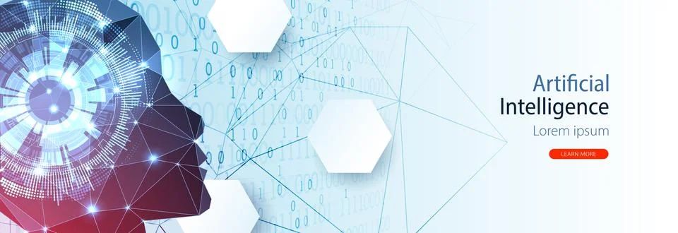 Artificial Intelligence concept.  Creative brain concept background. Vector s Stock Illustration