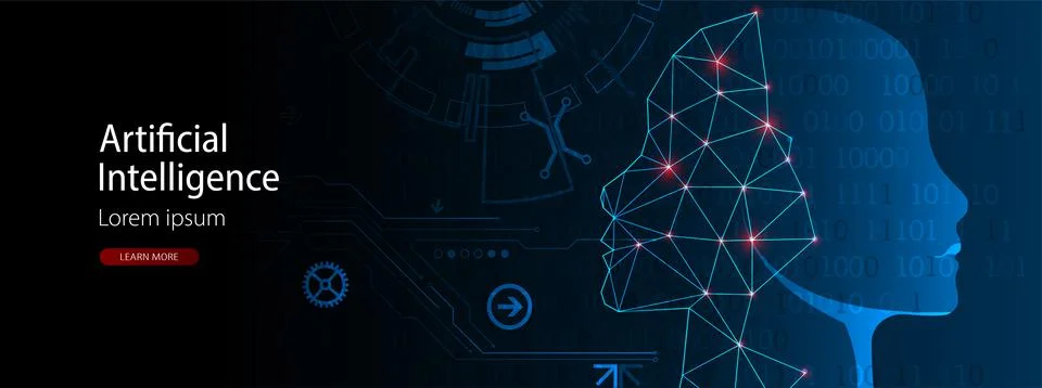 Artificial Intelligence concept.  Creative brain concept background. Vector s Stock Illustration