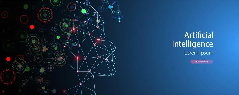 Artificial Intelligence concept.  Creative brain concept background. Vector s Stock Illustration