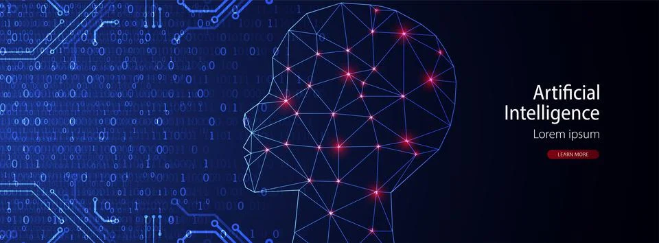 Artificial Intelligence concept.  Creative brain concept background. Vector s Stock Illustration