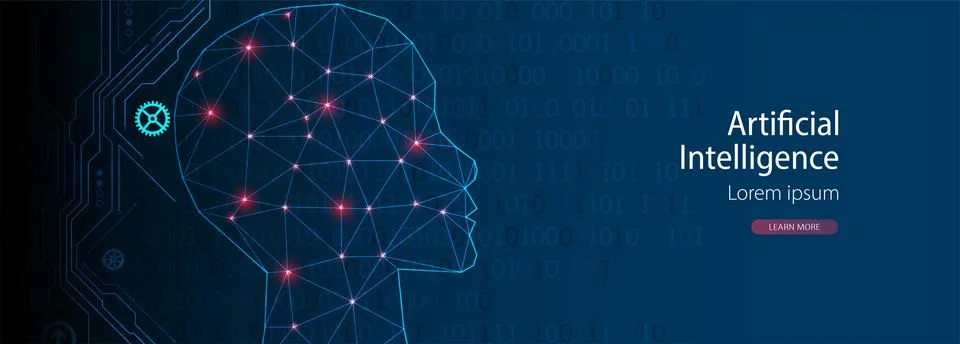 Artificial Intelligence concept.  Creative brain concept background. Vector s Stock Illustration