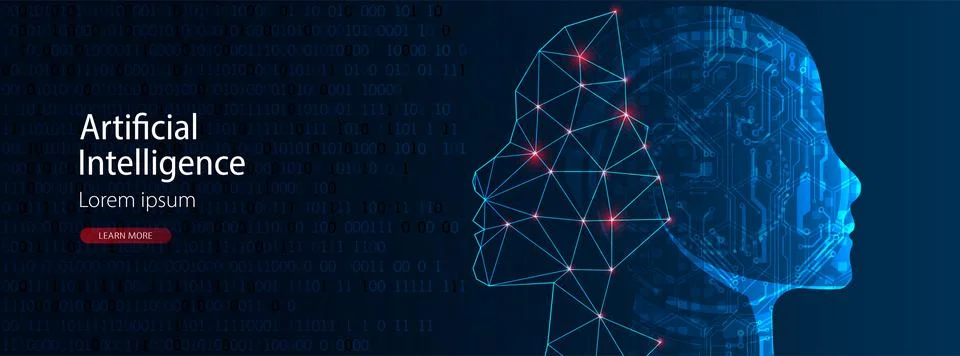 Artificial Intelligence concept.  Creative brain concept background. Vector s Stock Illustration