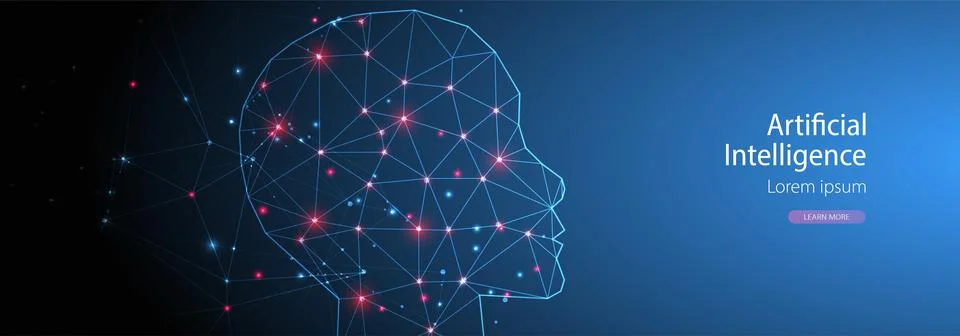 Artificial Intelligence concept.  Creative brain concept background. Vector s Stock Illustration