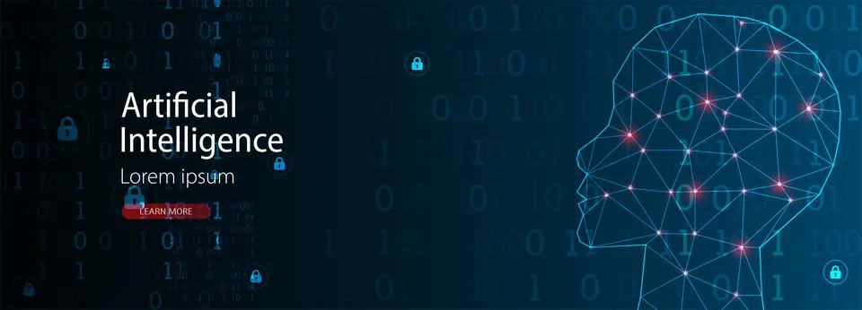 Artificial Intelligence concept.  Creative brain concept background. Vector s Stock Illustration
