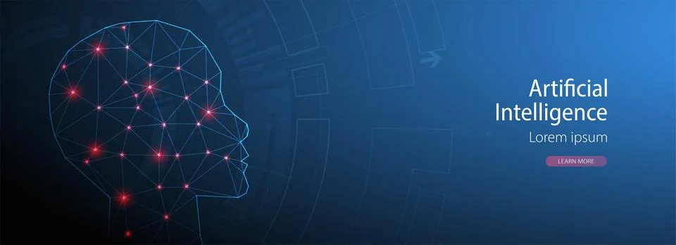 Artificial Intelligence concept.  Creative brain concept background. Vector s Stock Illustration