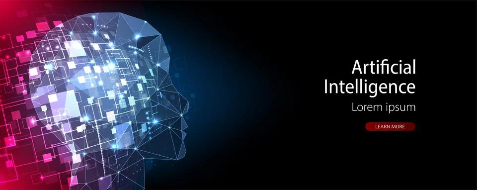 Artificial Intelligence concept.  Creative brain concept background. Vector s Stock Illustration