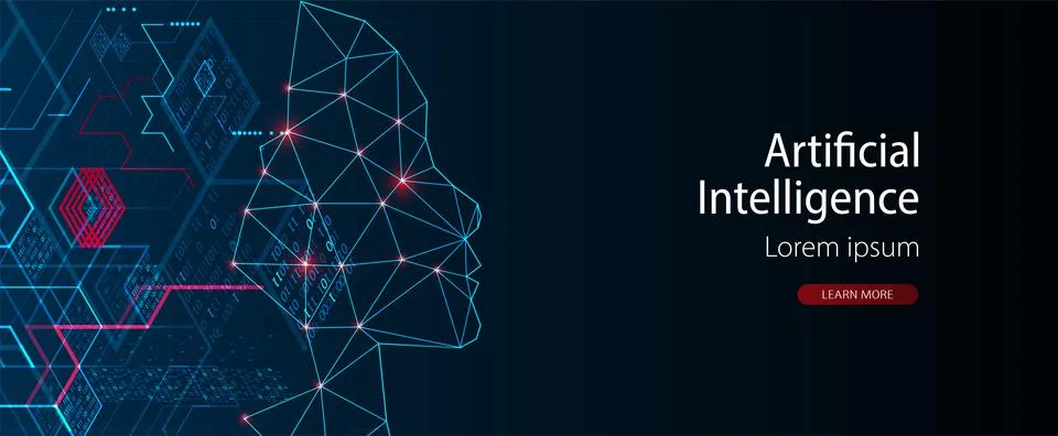 Artificial Intelligence concept.  Creative brain concept background. Vector s Stock Illustration