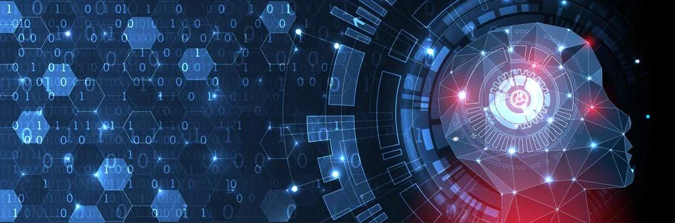 Artificial Intelligence concept.  Creative brain concept background. Vector s Stock Illustration