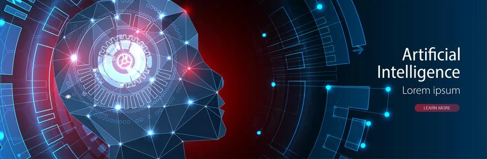 Artificial Intelligence concept.  Creative brain concept background. Vector s Stock Illustration