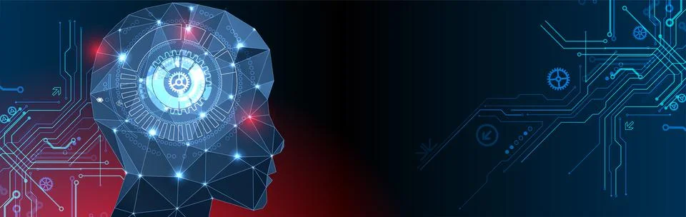 Artificial Intelligence concept.  Creative brain concept background. Vector s Stock Illustration