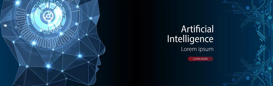 Artificial Intelligence concept.  Creative brain concept background. Vector s Illustrazione stock