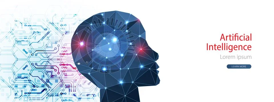Artificial Intelligence concept.  Creative brain concept background. Vector s 스톡 일러스트