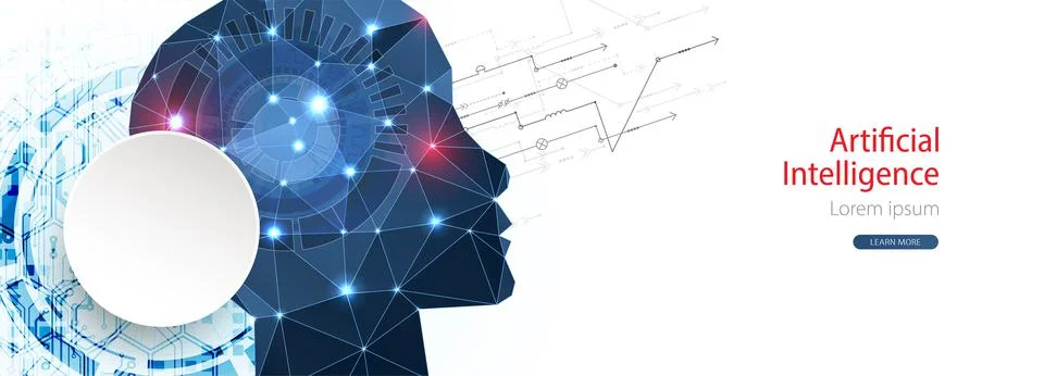 Artificial Intelligence concept.  Creative brain concept background. Vector s 스톡 일러스트