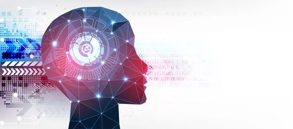 Artificial Intelligence concept.  Creative brain concept background. Vector s Stock Illustration