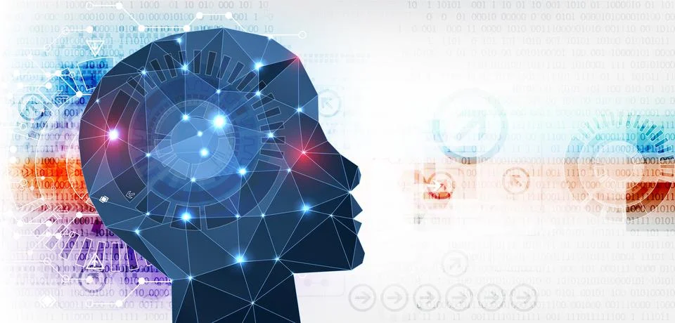 Artificial Intelligence concept.  Creative brain concept background. Vector s 스톡 일러스트