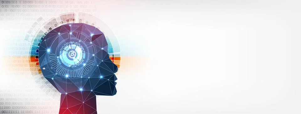 Artificial Intelligence concept.  Creative brain concept background. Vector s Stock Illustration