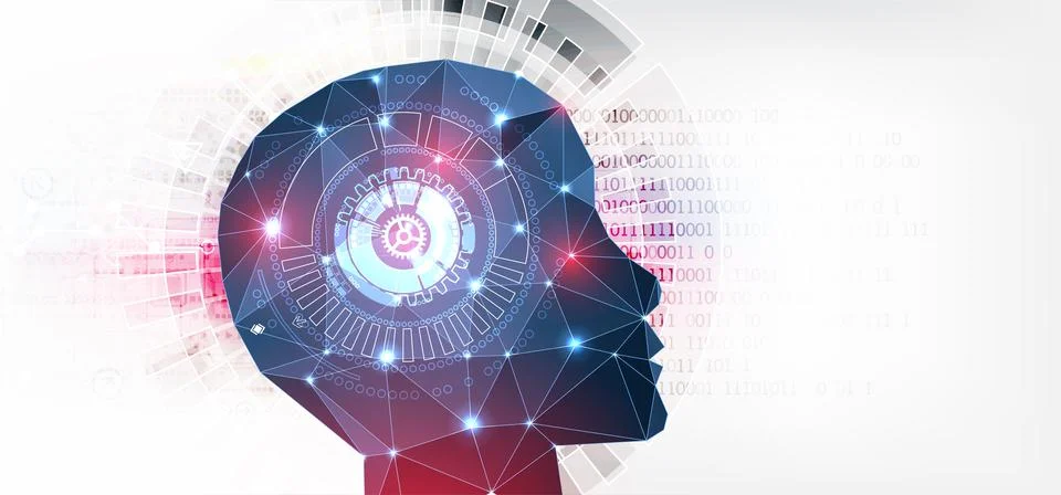 Artificial Intelligence concept.  Creative brain concept background. Vector s Stock Illustration