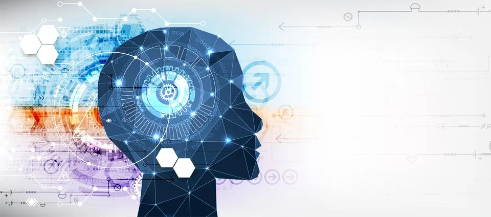 Artificial Intelligence concept.  Creative brain concept background. Vector s 스톡 일러스트