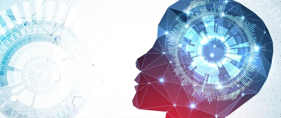 Artificial Intelligence concept.  Creative brain concept background. Vector s Stock Illustration