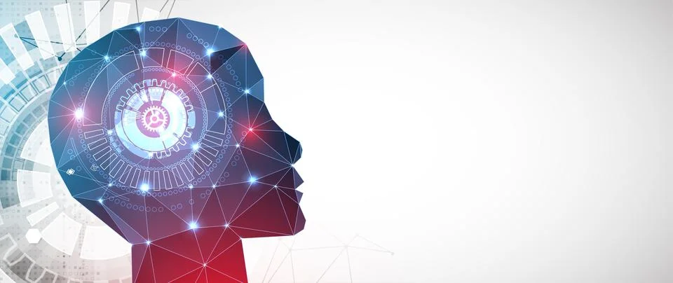 Artificial Intelligence concept.  Creative brain concept background. Vector s Stock Illustration