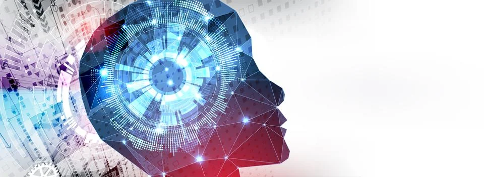 Artificial Intelligence concept.  Creative brain concept background. Vector s Stock Illustration