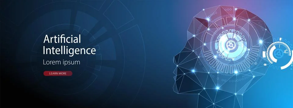 Artificial Intelligence concept.  Creative brain concept background. Vector s Stockillustratie