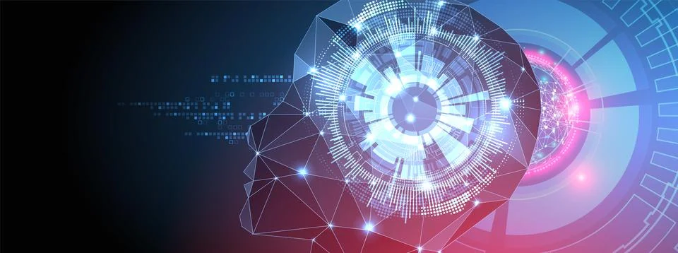 Artificial Intelligence concept.  Creative brain concept background. Vector s Stock Illustration
