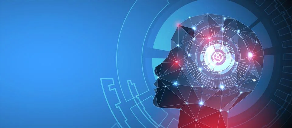 Artificial Intelligence concept.  Creative brain concept background. Vector s 스톡 일러스트