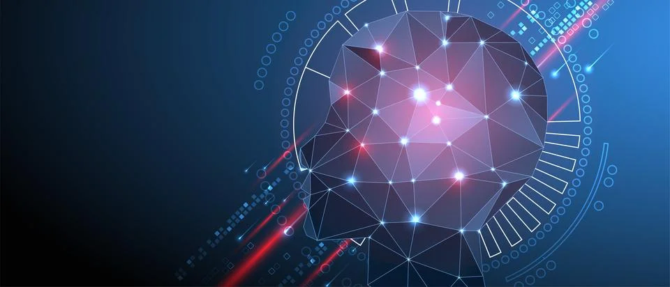Artificial Intelligence concept.  Creative brain concept background. Vector s Stock Illustration