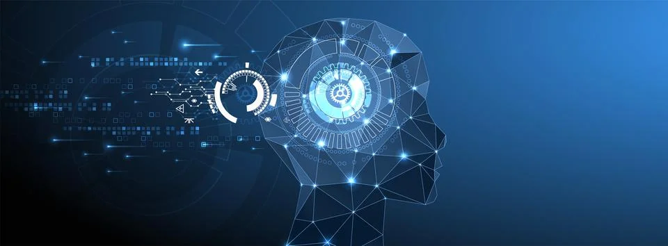 Artificial Intelligence concept.  Creative brain concept background. Vector s Stock Illustration