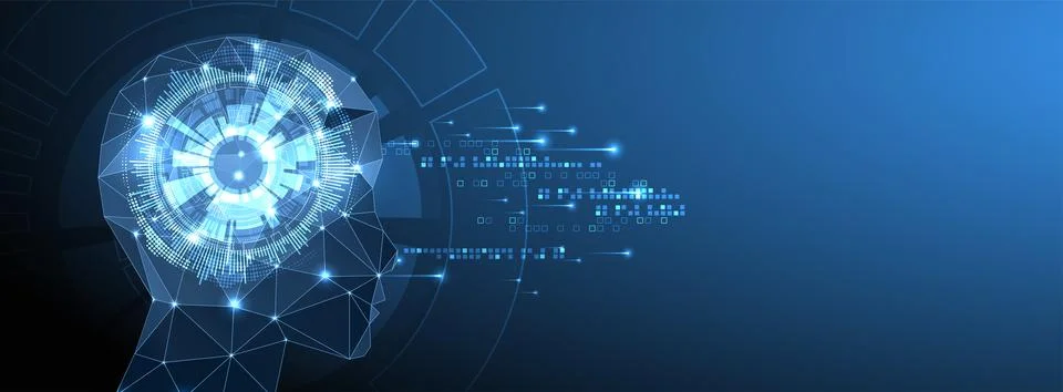 Artificial Intelligence concept.  Creative brain concept background. Vector s Stock Illustration