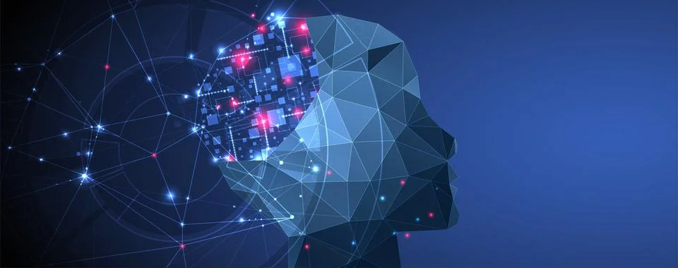 Artificial Intelligence concept.  Creative brain concept background. Vector s Stock Illustration
