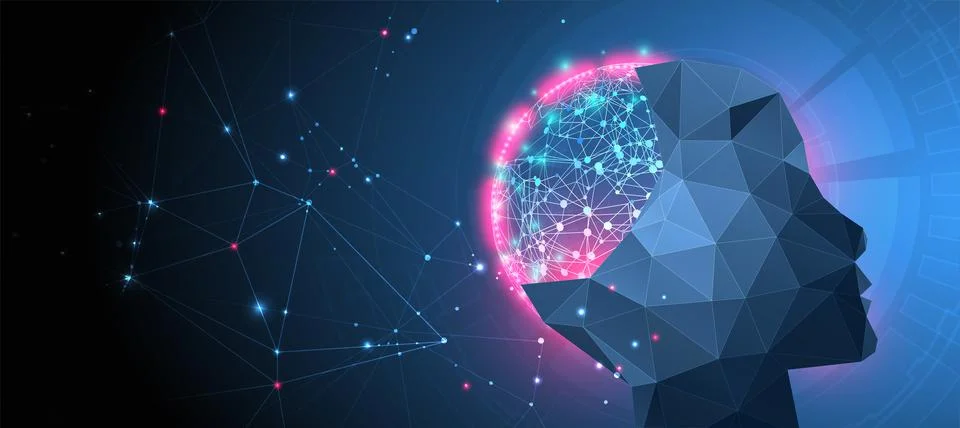 Artificial Intelligence concept.  Creative brain concept background. Vector s Stock Illustration