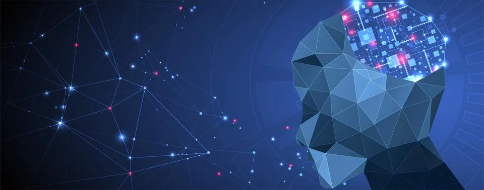 Artificial Intelligence concept.  Creative brain concept background. Vector s 스톡 일러스트