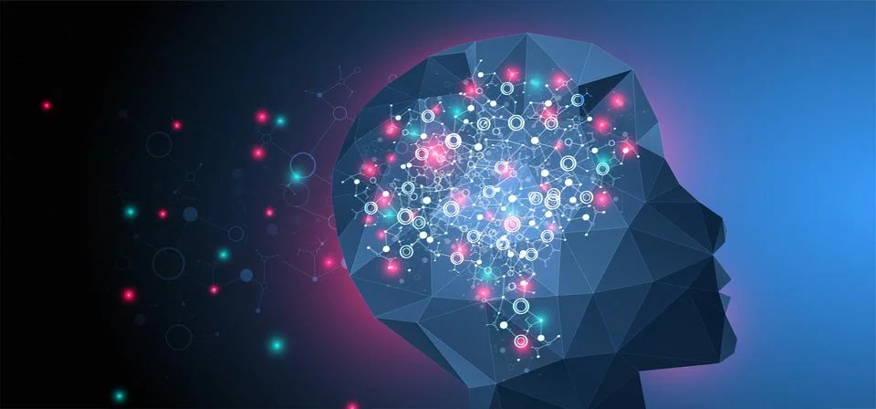 Artificial Intelligence concept.  Creative brain concept background. Vector s 스톡 일러스트