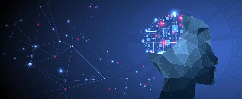Artificial Intelligence concept.  Creative brain concept background. Vector s Stock Illustration