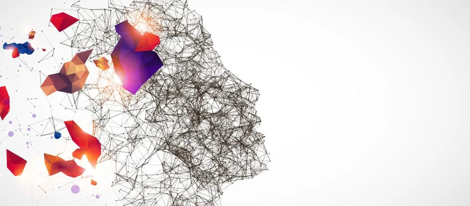 Artificial Intelligence concept.  Creative brain concept background. Vector s Stock Illustration