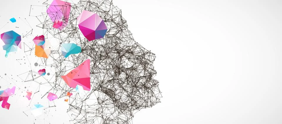 Artificial Intelligence concept.  Creative brain concept background. Vector s Stock Illustration