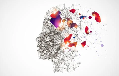 Artificial Intelligence concept.  Creative brain concept background. Vector s Stock Illustration