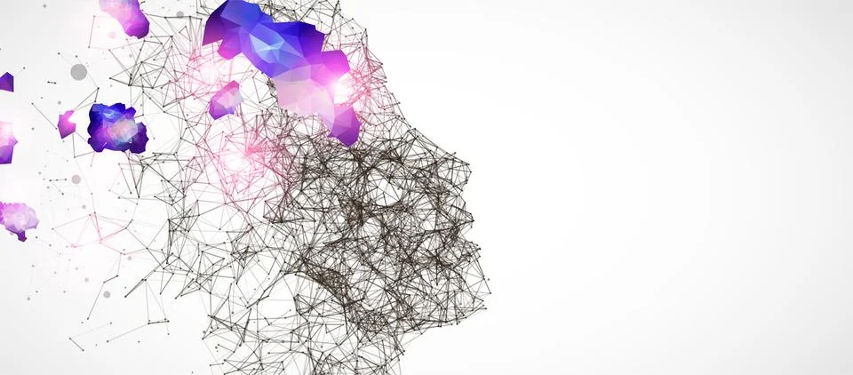 Artificial Intelligence concept.  Creative brain concept background. Vector s Stockillustratie