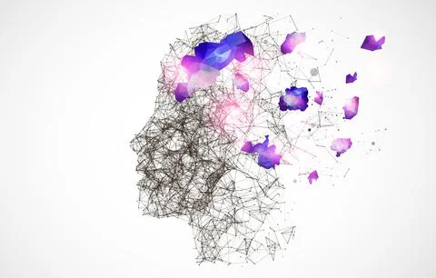 Artificial Intelligence concept.  Creative brain concept background. Vector s Stock Illustration