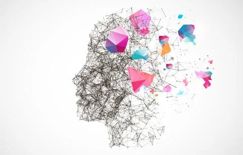 Artificial Intelligence concept.  Creative brain concept background. Vector s 스톡 일러스트