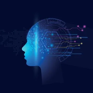 Artificial Intelligence concept. Creative brain concept background. Technol.. Stock Illustration