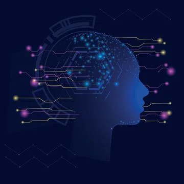Artificial Intelligence concept. Creative brain concept background. Technol.. Stock Illustration