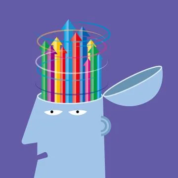 Artificial intelligence concept design, arrows in the brain Stock Illustration